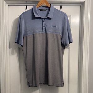 Travis Mathew Two-Tone Blue and Gray Polo Shirt size Large